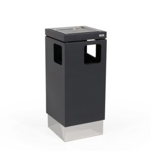 Outdoor trash bin with ashtray
