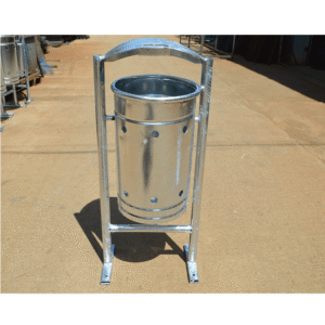 Street trash bin cylindrical galvanized