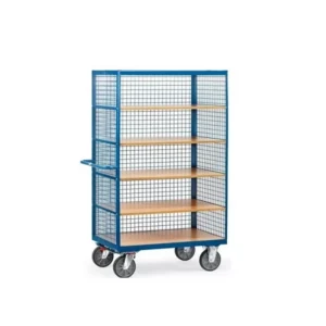 Steel roll containers with 3 side mesh wall and shelf made in UAE