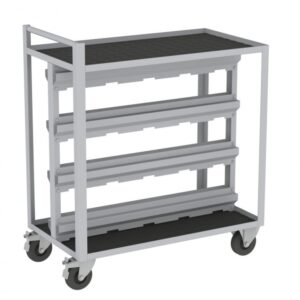Workshop trolley + rail for storage bins