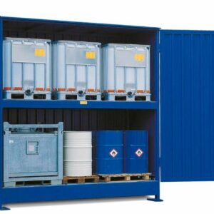 Outdoor large container for storing hazardous chemicals