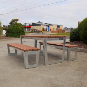 Table set with resting benches