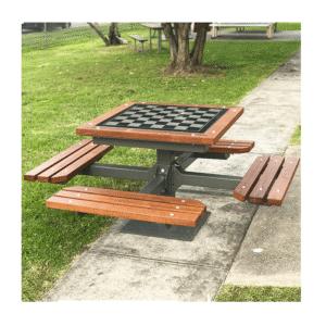 Chess table set with benches