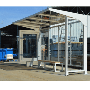 Bus stop shelter with billboard