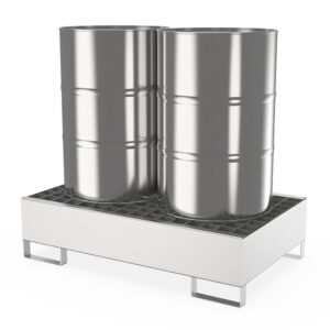 Stainless-Steel-Spill-Containment-Pallet-for-2-Drums