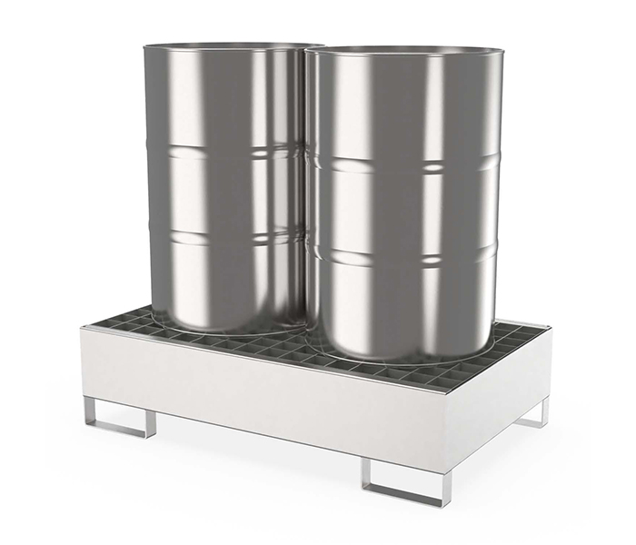 01-Stainless Steel Spill Containment Pallet for 2 Drums Stainless-Steel-Spill-Containment-Pallet-for-2-Drums